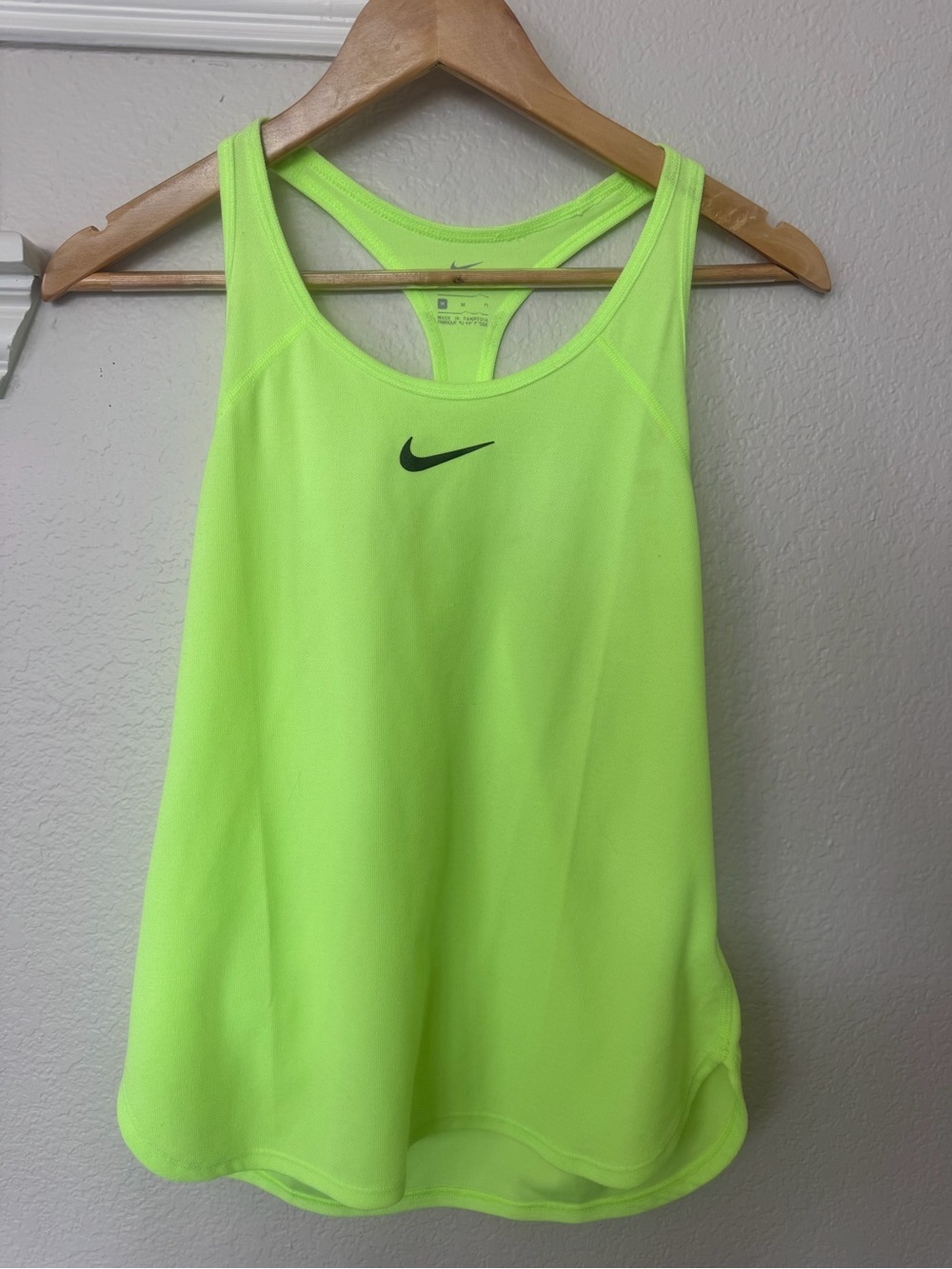 Nike Women's Neon Lime Dri-FIT Racerback Tank with Black Swoosh